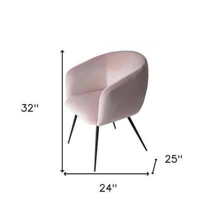 Pink and Black Upholstered Velvet Dining Arm Chair HomeRoots