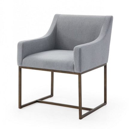 Gray and Antiqued Brass Upholstered Fabric Dining Arm Chair HomeRoots