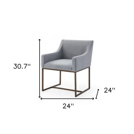 Gray and Antiqued Brass Upholstered Fabric Dining Arm Chair HomeRoots