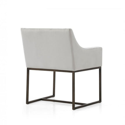 Beige and Antiqued Brass Upholstered Fabric Dining Arm Chair HomeRoots