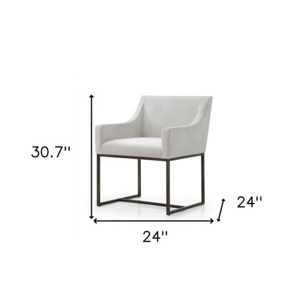 Beige and Antiqued Brass Upholstered Fabric Dining Arm Chair HomeRoots