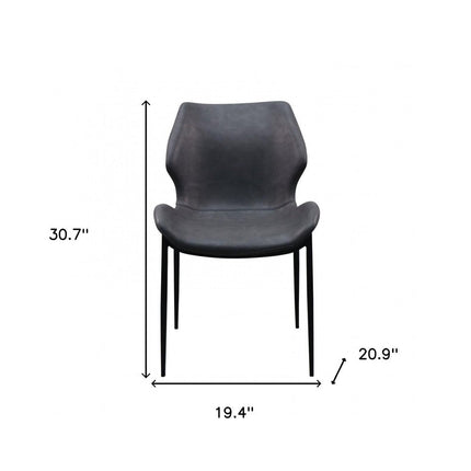 Set of Two Gray and Black Upholstered Faux Leather Wing Back Dining Side Chairs HomeRoots