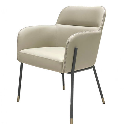 Gray and Black Upholstered Faux Leather Slat Back Dining Arm Chair HomeRoots