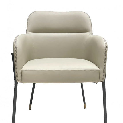 Gray and Black Upholstered Faux Leather Slat Back Dining Arm Chair HomeRoots