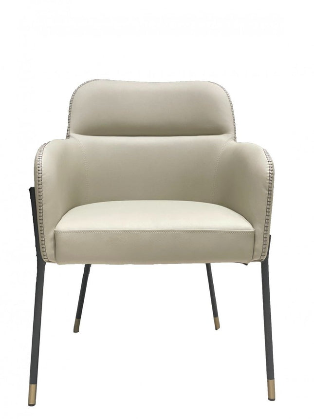Gray and Black Upholstered Faux Leather Slat Back Dining Arm Chair HomeRoots