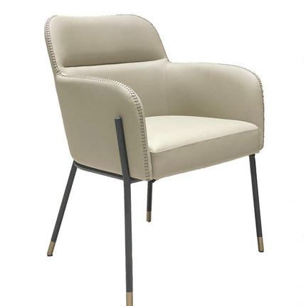 Gray and Black Upholstered Faux Leather Slat Back Dining Arm Chair HomeRoots