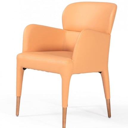 Peach Upholstered Fabric Dining Arm Chair HomeRoots