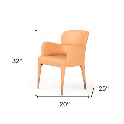 Peach Upholstered Fabric Dining Arm Chair HomeRoots