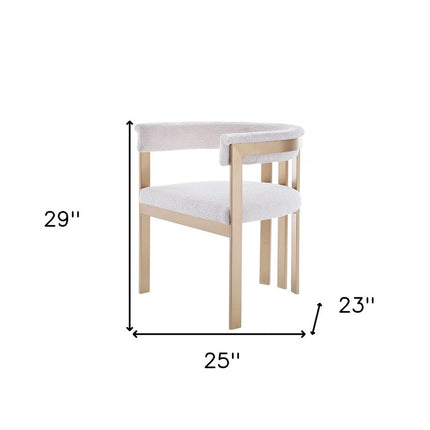 Beige and Gold Upholstered Velvet Slat Back Dining Arm Chair HomeRoots