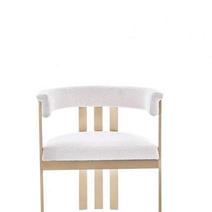 Beige and Gold Upholstered Velvet Slat Back Dining Arm Chair HomeRoots