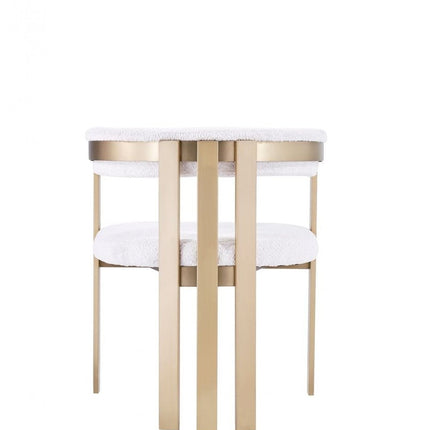 Beige and Gold Upholstered Velvet Slat Back Dining Arm Chair HomeRoots