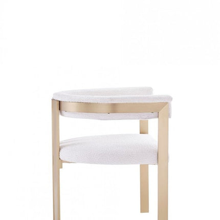Beige and Gold Upholstered Velvet Slat Back Dining Arm Chair HomeRoots