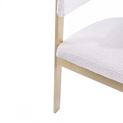 Beige and Gold Upholstered Velvet Slat Back Dining Arm Chair HomeRoots