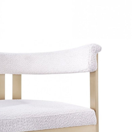 Beige and Gold Upholstered Velvet Slat Back Dining Arm Chair HomeRoots