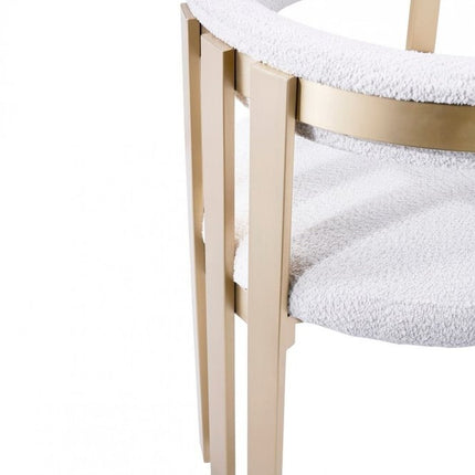 Beige and Gold Upholstered Velvet Slat Back Dining Arm Chair HomeRoots