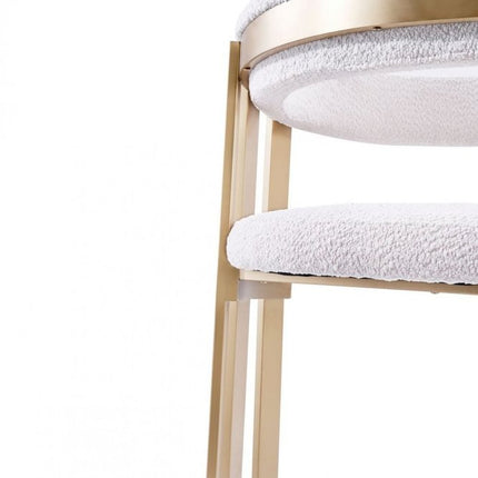 Beige and Gold Upholstered Velvet Slat Back Dining Arm Chair HomeRoots