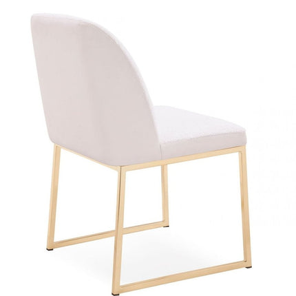 Set of Two White and Gold Upholstered Fabric Wing Back Dining Side Chairs HomeRoots