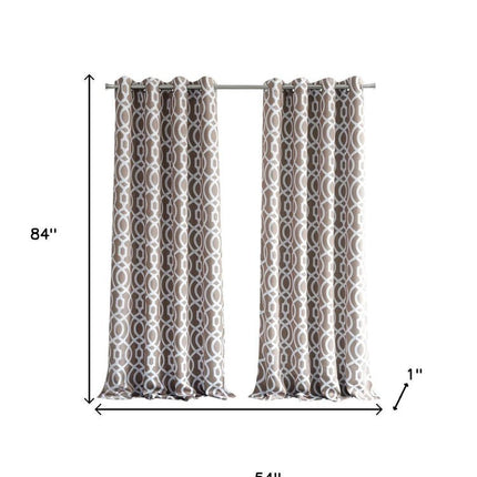 84" Taupe Trellis Black Out Window Curtain Panel HomeRoots