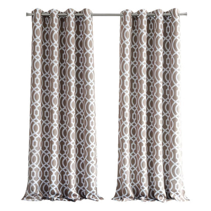 84" Taupe Trellis Black Out Window Curtain Panel HomeRoots
