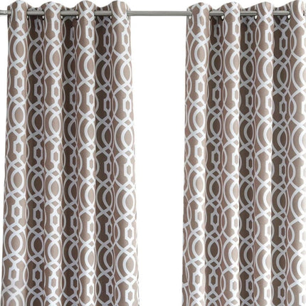 84" Taupe Trellis Black Out Window Curtain Panel HomeRoots
