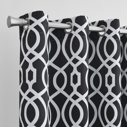 84" Jet Black Trellis Black Out Window Curtain Panel HomeRoots