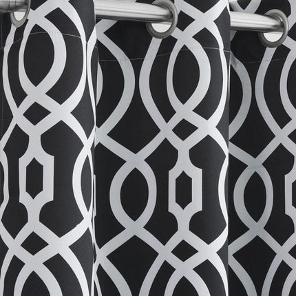 84" Jet Black Trellis Black Out Window Curtain Panel HomeRoots