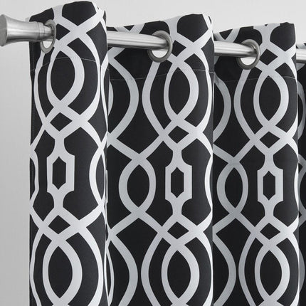 84" Jet Black Trellis Black Out Window Curtain Panel HomeRoots