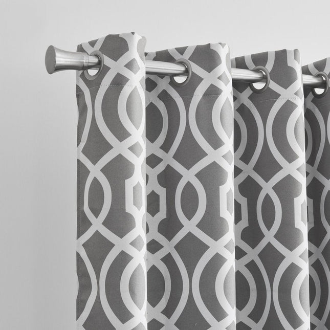 84" Gray Trellis Black Out Window Curtain Panel HomeRoots
