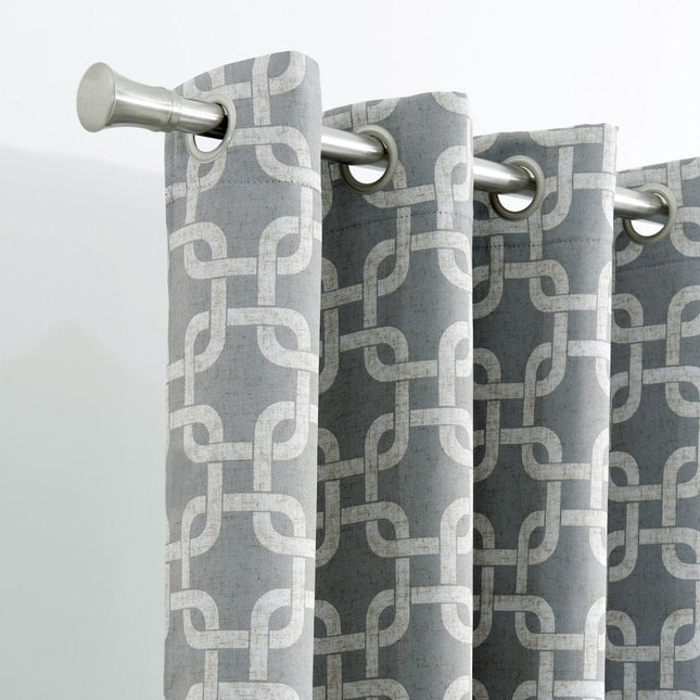 84” Silver Interlock Pattern Window Curtain Panel HomeRoots