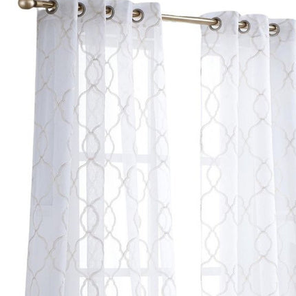 84” Charcoal Trellis Pattern Embroidered Window Curtain Panel HomeRoots