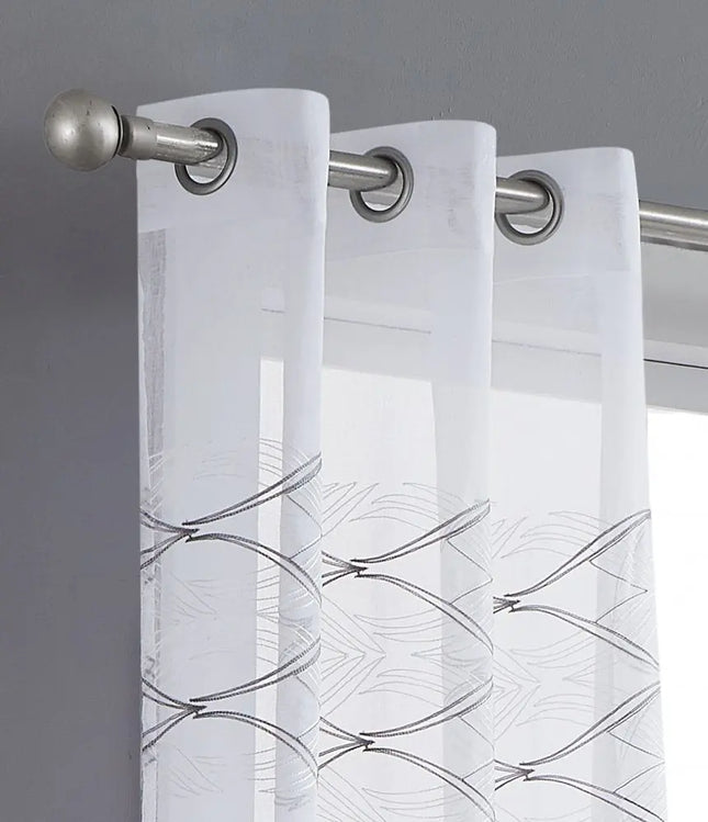 Set of Two 84"  White Wave Embroidered Window Panels HomeRoots
