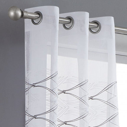 Set of Two 84"  White Wave Embroidered Window Panels HomeRoots