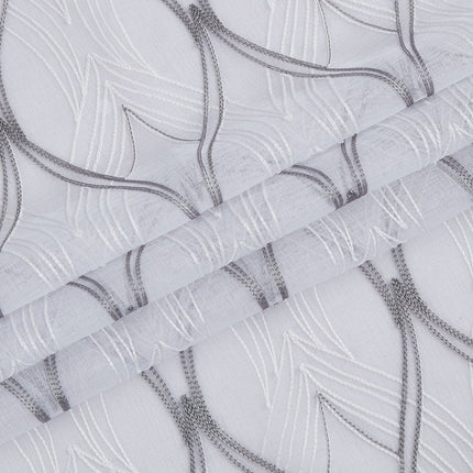 Set of Two 84"  White Wave Embroidered Window Panels HomeRoots