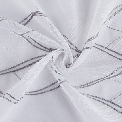 Set of Two 84"  White Wave Embroidered Window Panels HomeRoots