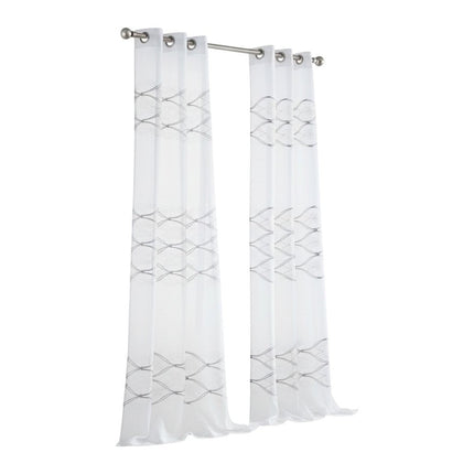 Set of Two 84"  White Wave Embroidered Window Panels HomeRoots