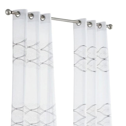Set of Two 84"  White Wave Embroidered Window Panels HomeRoots