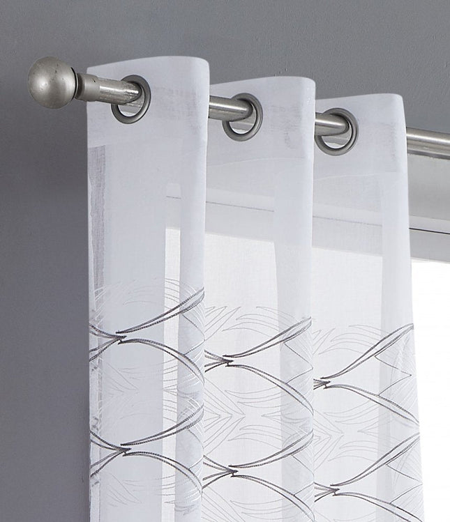 Set of Two 96"  White Wave Embroidered Window Panels HomeRoots
