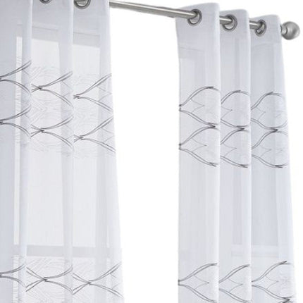 Set of Two 96"  White Wave Embroidered Window Panels HomeRoots