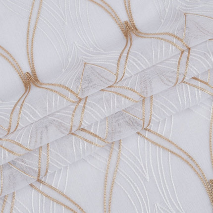 Set of Two 96" Gold and White SemiSheer Curtains HomeRoots