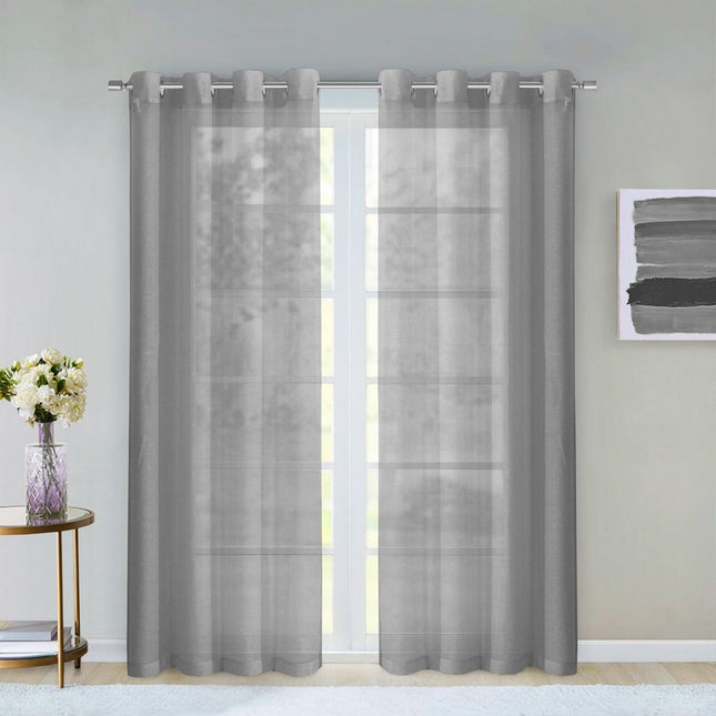 Set of Two 84"  Silver Solid Modern Window Panels HomeRoots