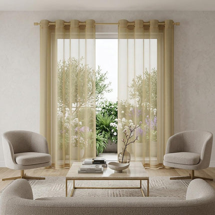 Set of Two 84"  Tan Solid Modern Window Panels HomeRoots