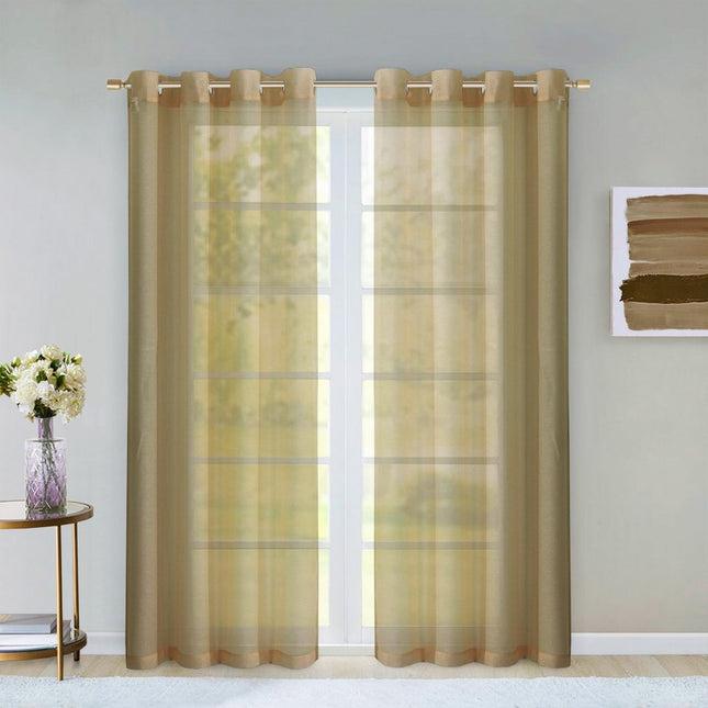 Set of Two 84"  Tan Solid Modern Window Panels HomeRoots