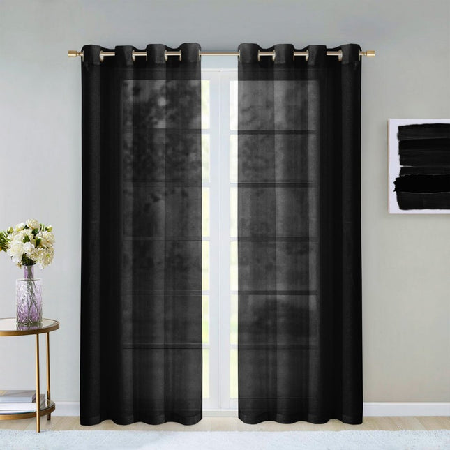 Set of Two 84"  Black Solid Modern Window Panels HomeRoots