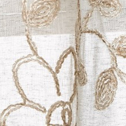 Set of Two 84"  Tan Floral Embroidered Window Panels HomeRoots