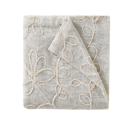 Set of Two 84"  Tan Floral Embroidered Window Panels HomeRoots