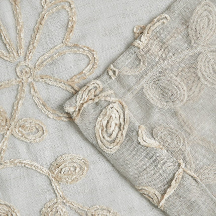 Set of Two 84"  Tan Floral Embroidered Window Panels HomeRoots