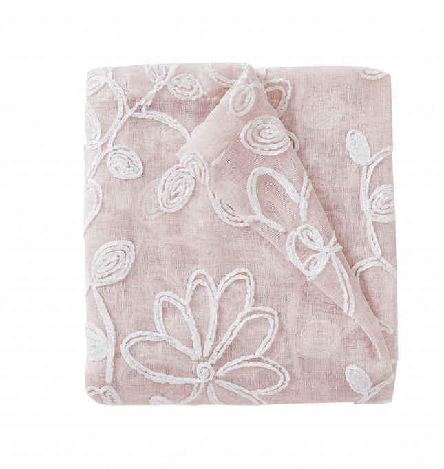 Set of Two 84"  Blush Floral Embroidered Window Panels HomeRoots