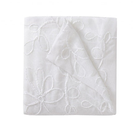Set of Two 84"  White Floral Embroidered Window Panels HomeRoots