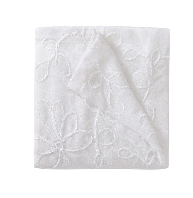Set of Two 84"  White Floral Embroidered Window Panels HomeRoots