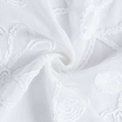 Set of Two 84"  White Floral Embroidered Window Panels HomeRoots